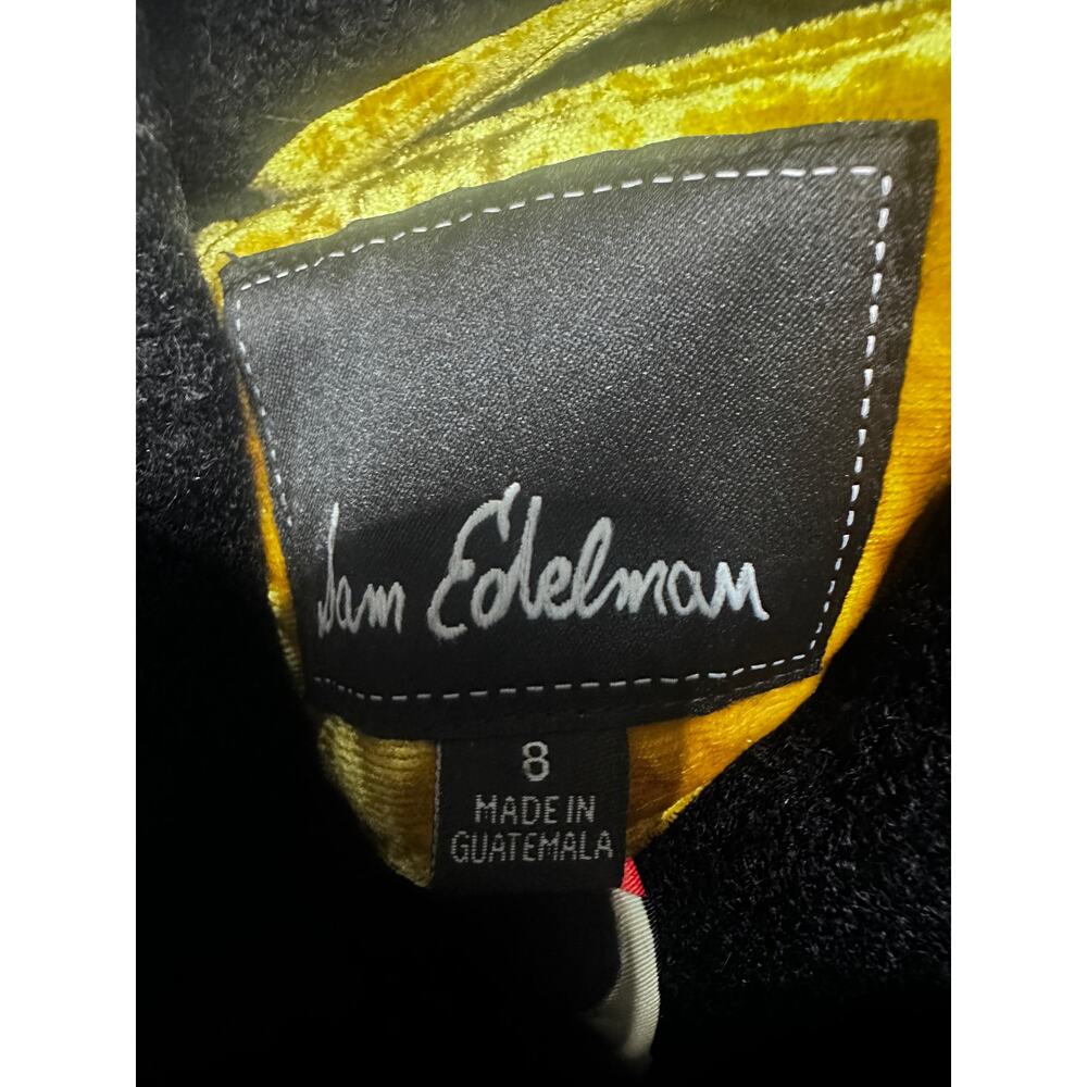 Sam Edelman Black Wool Pea coat Size 8 colorful lining long - Picture 8 of 10